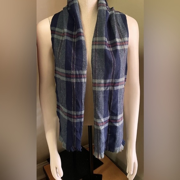 Forecaster of Boston Scarf Gray PlaidMens Womens Made in Japan 60 Fringe Unisex - Picture 2 of 5